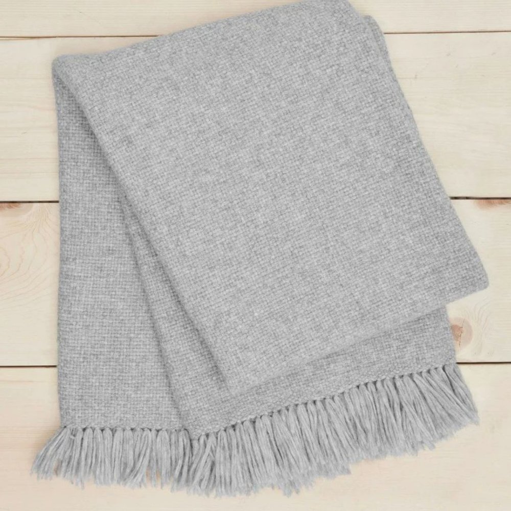 Jenni Kayne Grey Alpaca Basketweave Throw